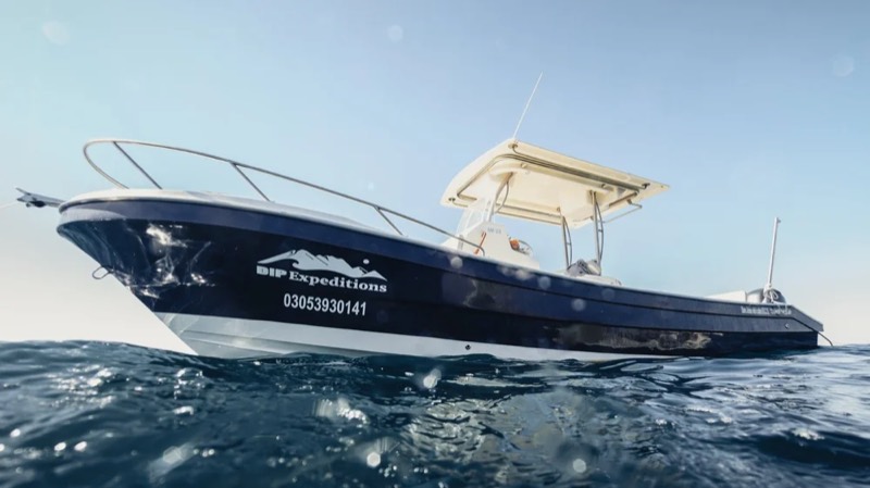DIP boat on the open ocean